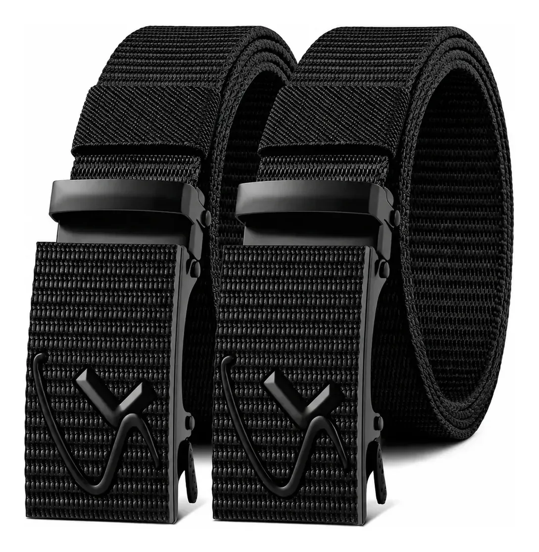 Kit 2 Cintos Automáticos Fivela Engate Rápido Nylon Desenho Sortido Reforçado Alumínio 2 Pretos
