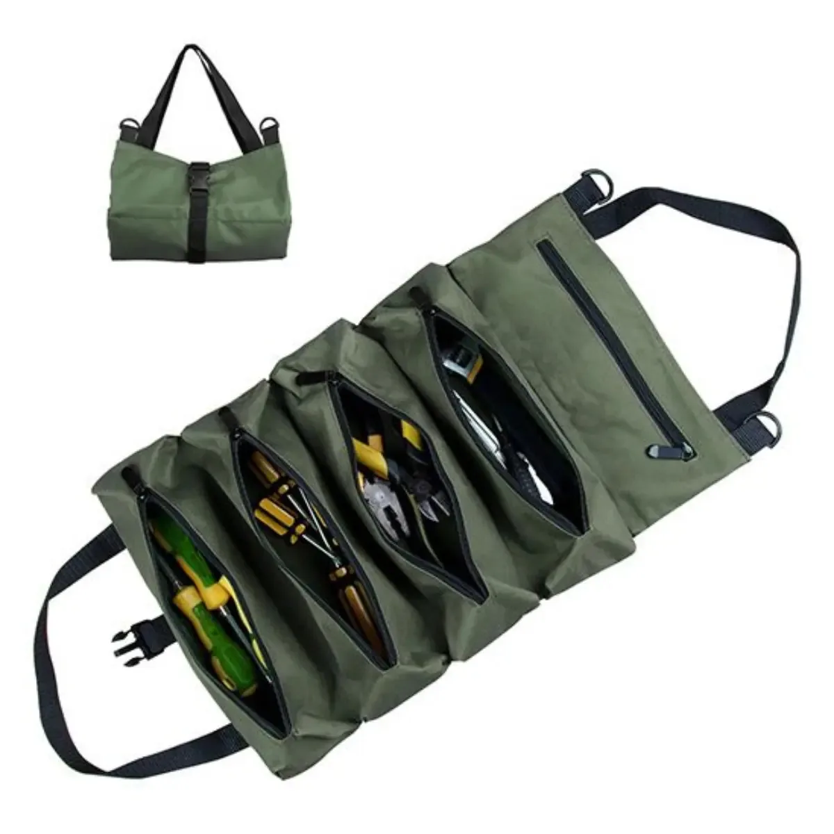 Bolsa De Ferramentas Rolo Prático Estojo Ferramenta Maleta Enrolar Verde Resistente