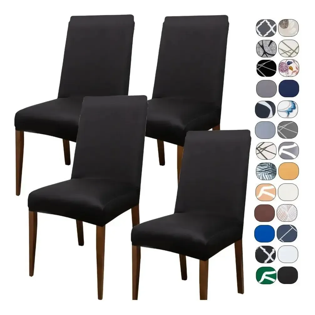 Kit 4 Capas Para Cadeira Spandex: Renove Já - Preto