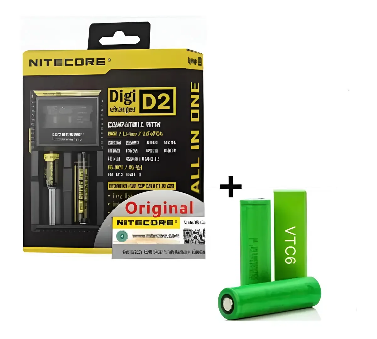 Kit 2 Baterias Sony VTC6 18650 3000mAh + Carregador Nitecore D2 2 Portos