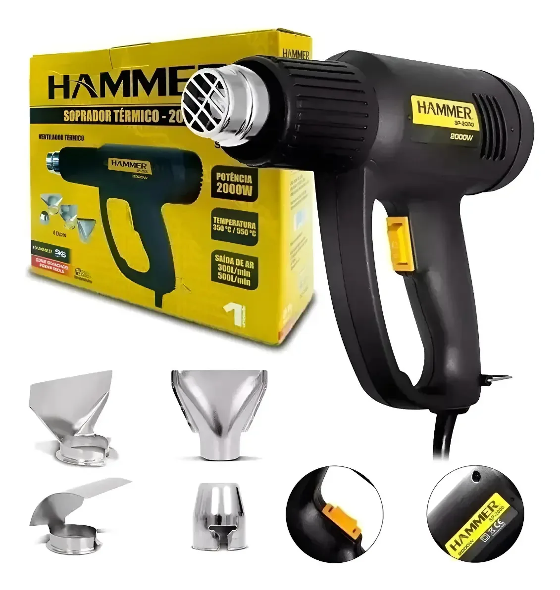 2x Soprador Térmico 1900w Temp. 350 A 550c Sp2000 Hammer
