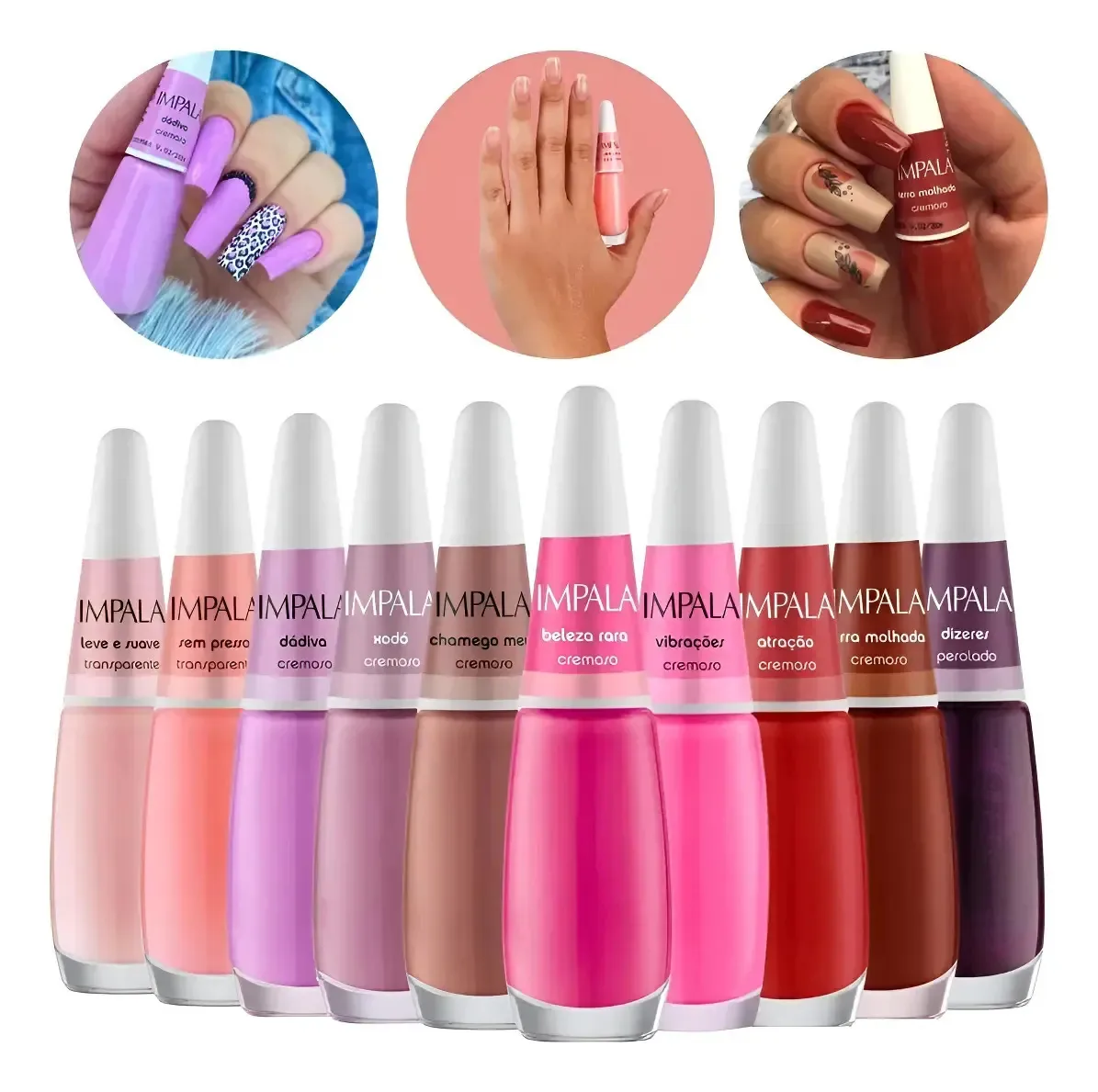 Kit 10 Esmaltes Impala Clássicos Rosado