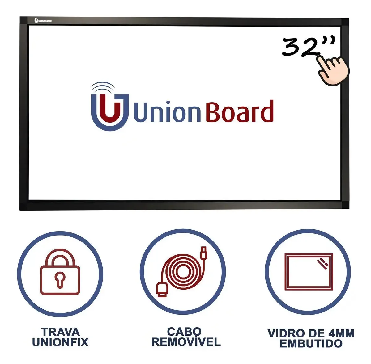 Moldura Interativa Unionboard 32 Touch Conversão TV em Touchscreen