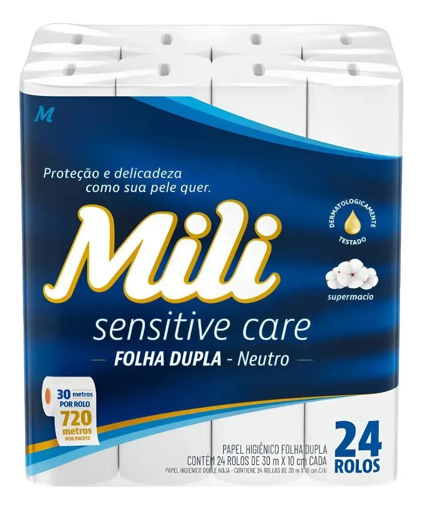Mili Sensitive Care Neutro 24 Unidades 30m Folha Dupla