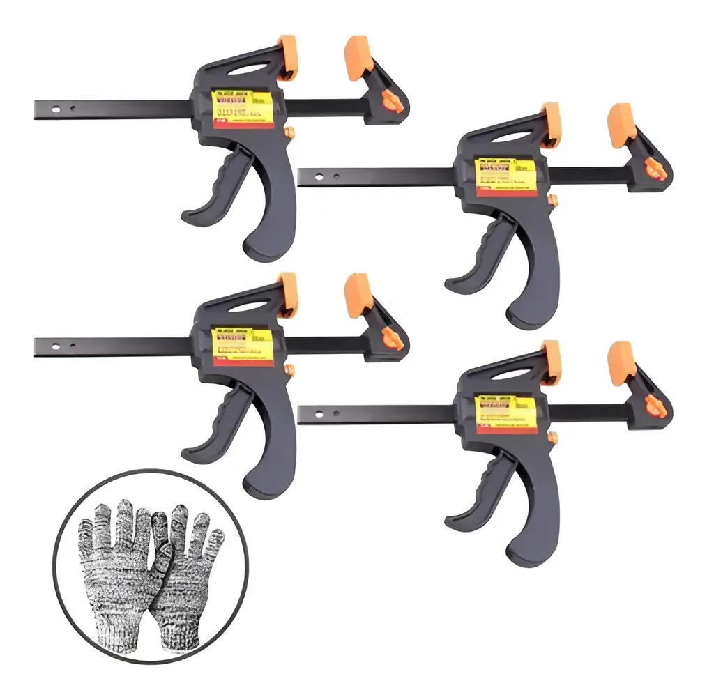 Kit 4 Grampos Sargento Universal Aperto Rápido Marceneiro 100x195x32 mm