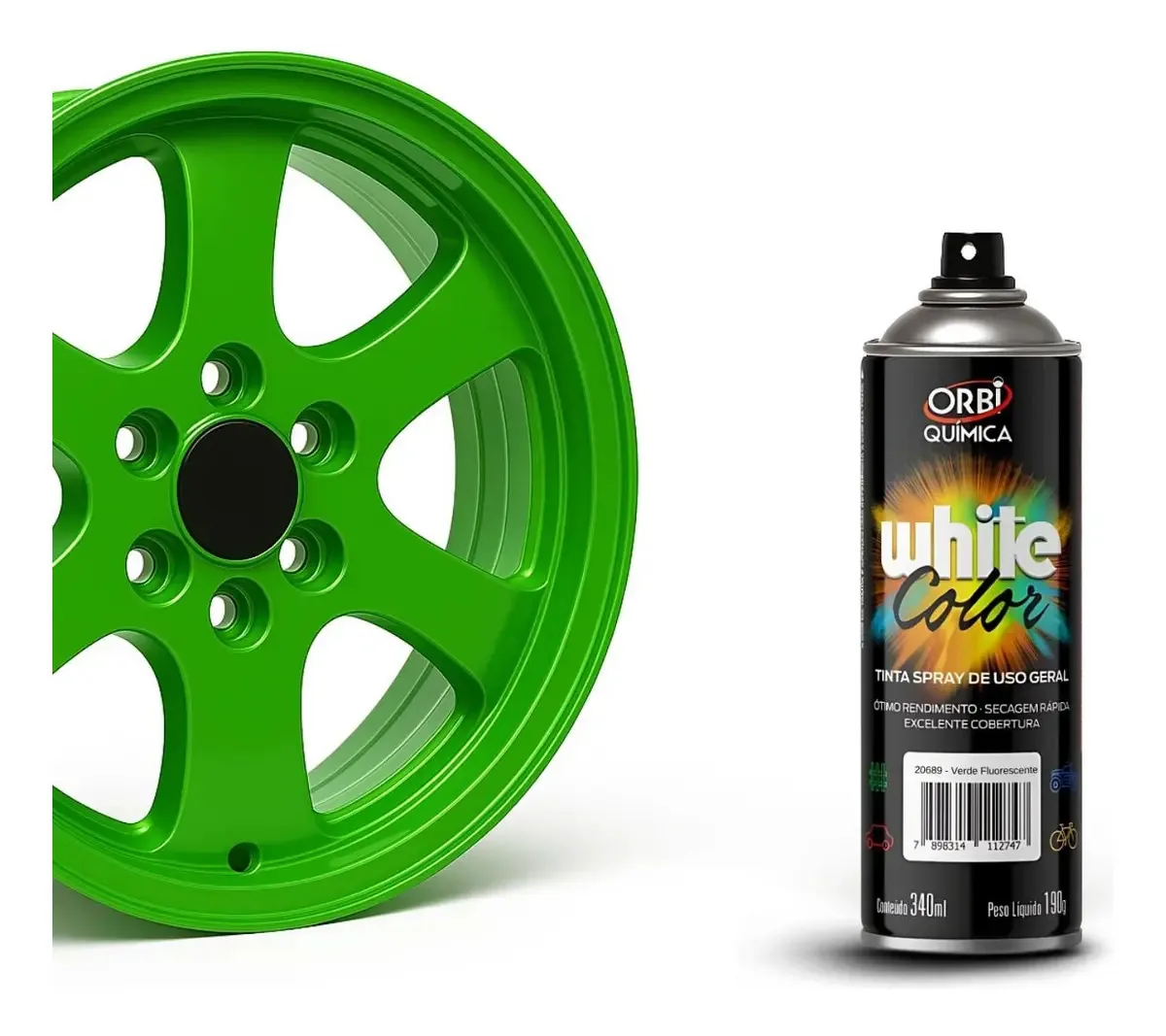 Kit 12 Tintas Spray Orbi Química Verde Fluorescente 340ml