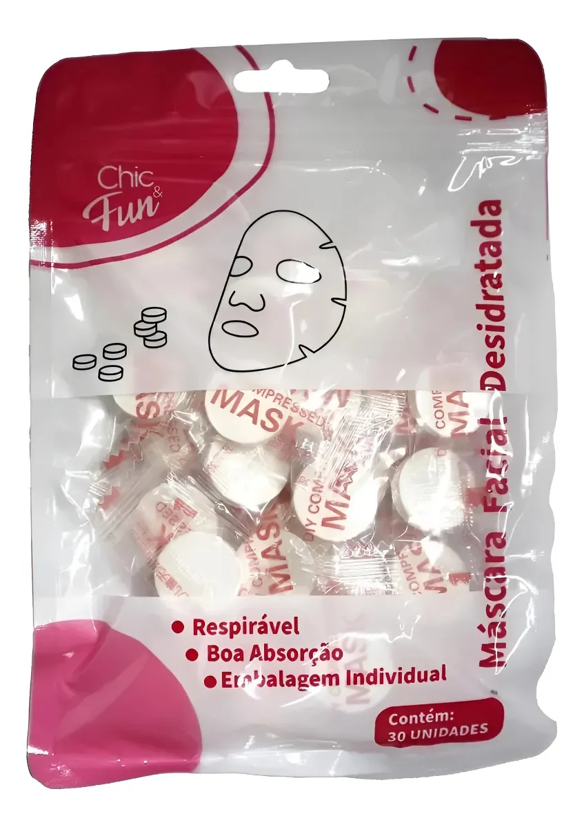 2x 30un Máscara Descartável Desidratada Limpeza Facial
