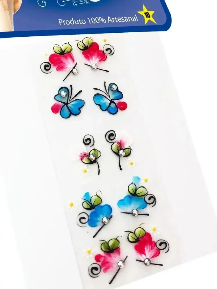 2x Kit 100 Adesivos Para Unhas Strass Nail, 100% Artesanal