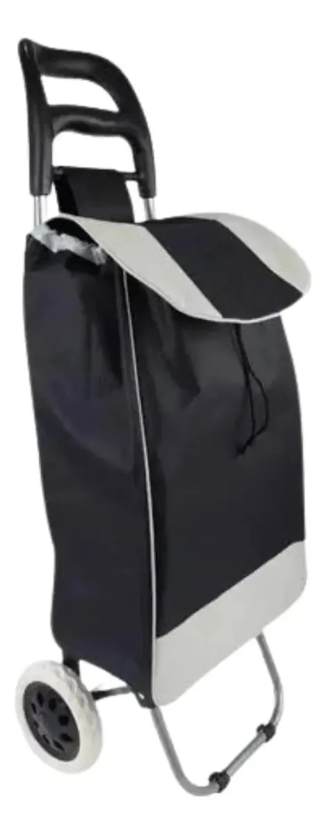 Carrinho De Compras Supermercado Feira C/ 2 Rodas Carga 30kg Cor Preto