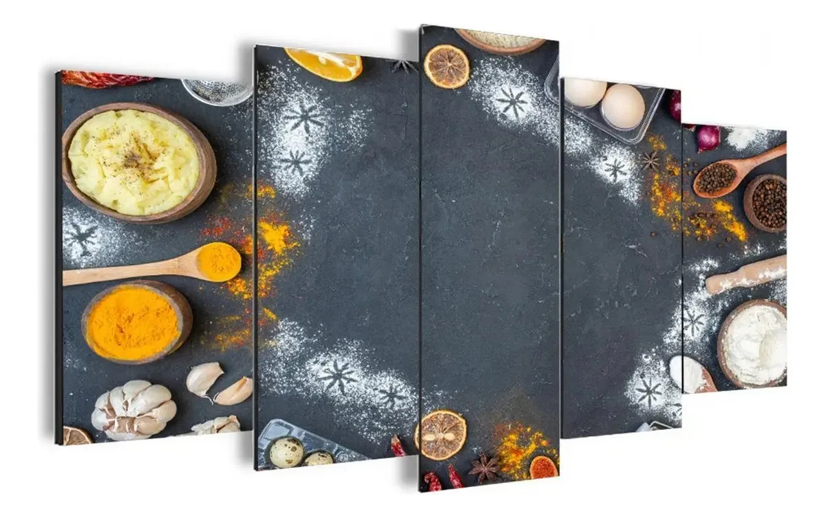 Quadro Decorativo Mosaico 5 Temperos Laticínios