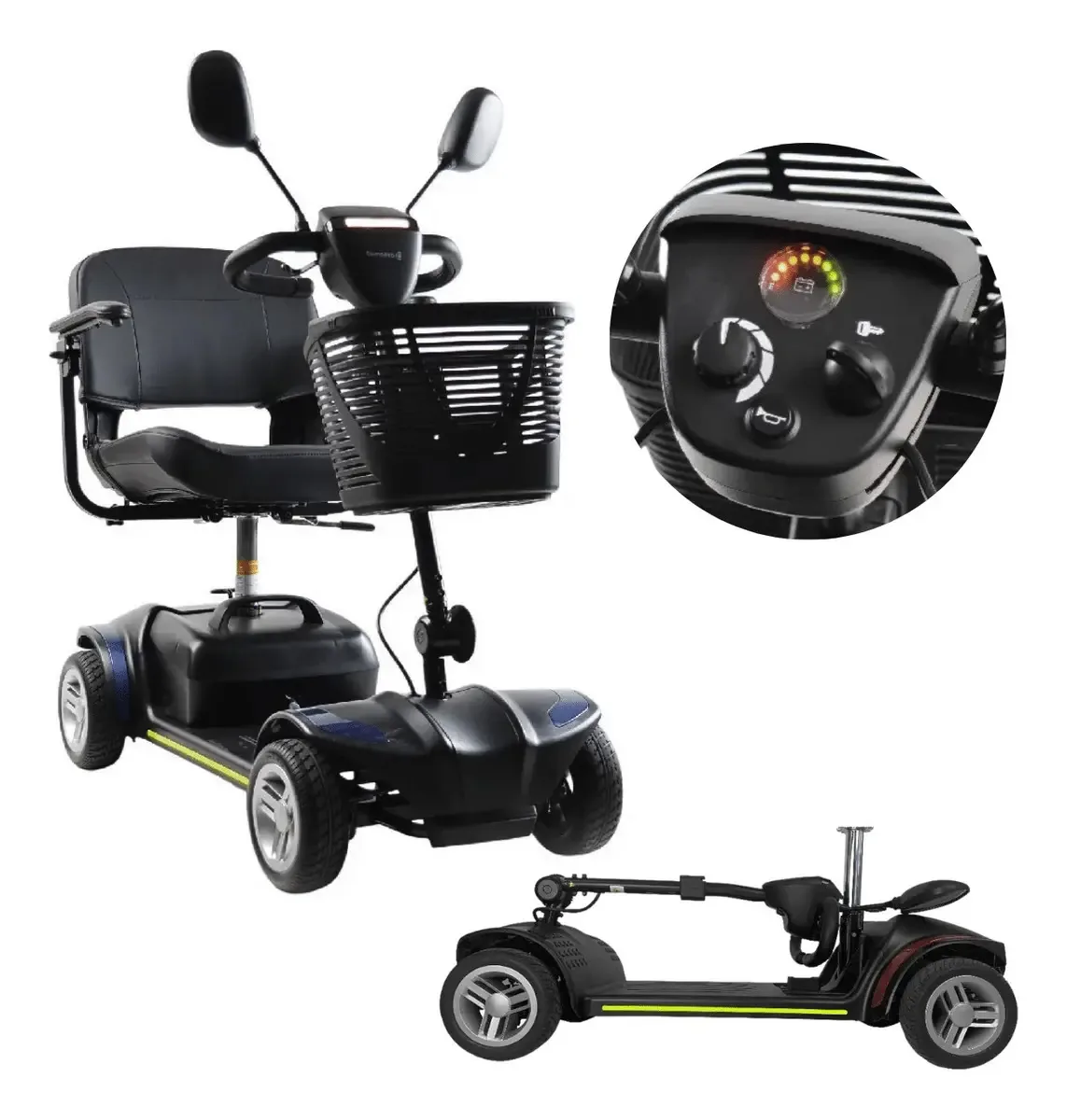 Cadeira De Rodas Motorizada Eletrica Scooter Dobrável 136kg Preto