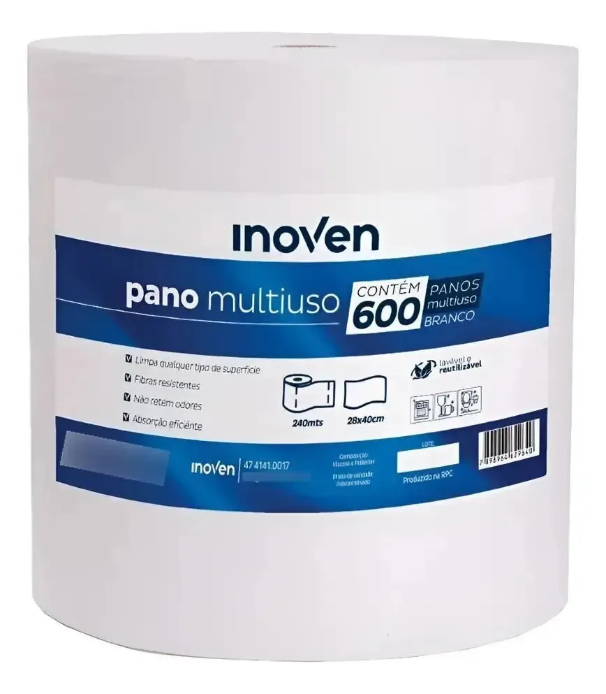 600 Panos Multiuso Perfex 28x40cm Inoven Rolo 240m Limpeza C