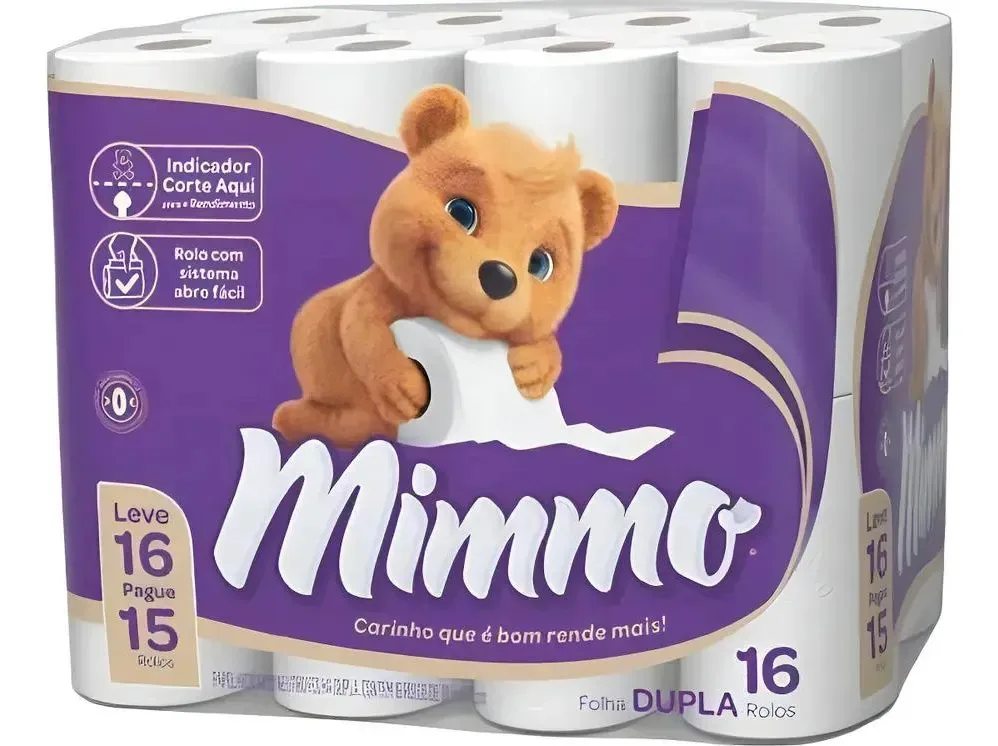 Papel Higiênico Folha Dupla Mimmo Pack com 16 Rolos