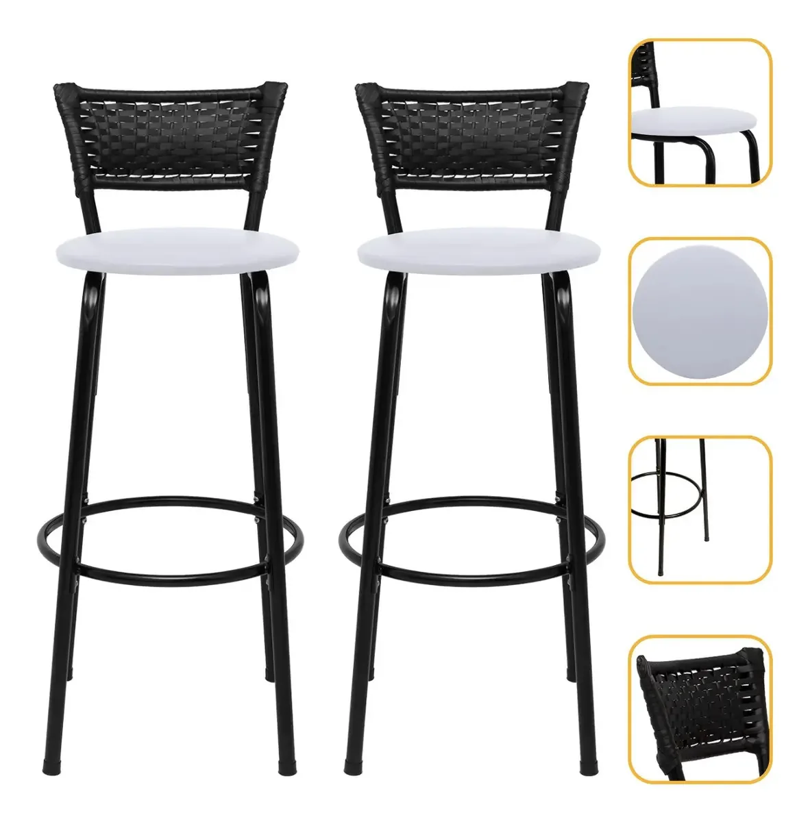 Banqueta Alta Itagold 2 Unidades Aço Carbono 90cm Acabamento Da Estrutura Estrutura Preta Cor Branco