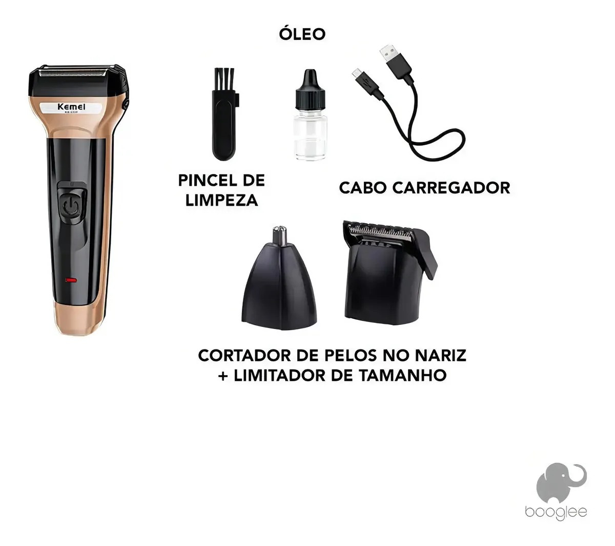 Barbeador Elétrico Recarregável Profissional Kemei Km-6334