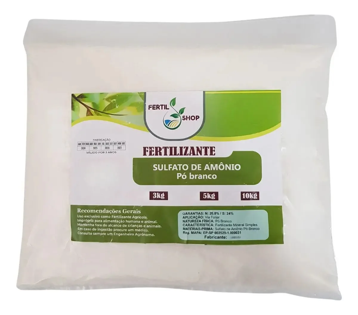 Adubo Sulfato De Amônio 3kg Hidroponia Foliar