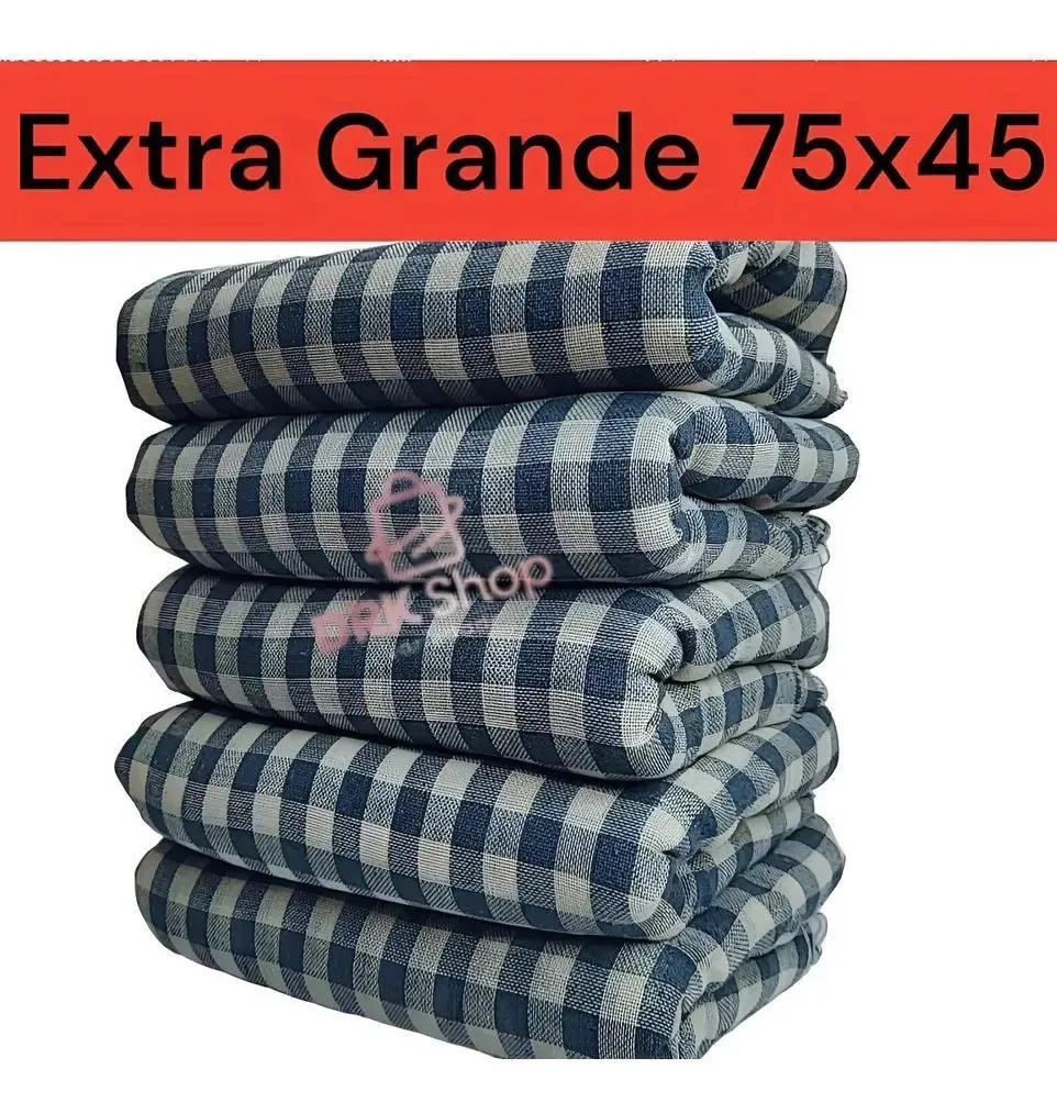 10 Panos Chão Extra Grande Xadrez 75x45cm A - Azul-marinho