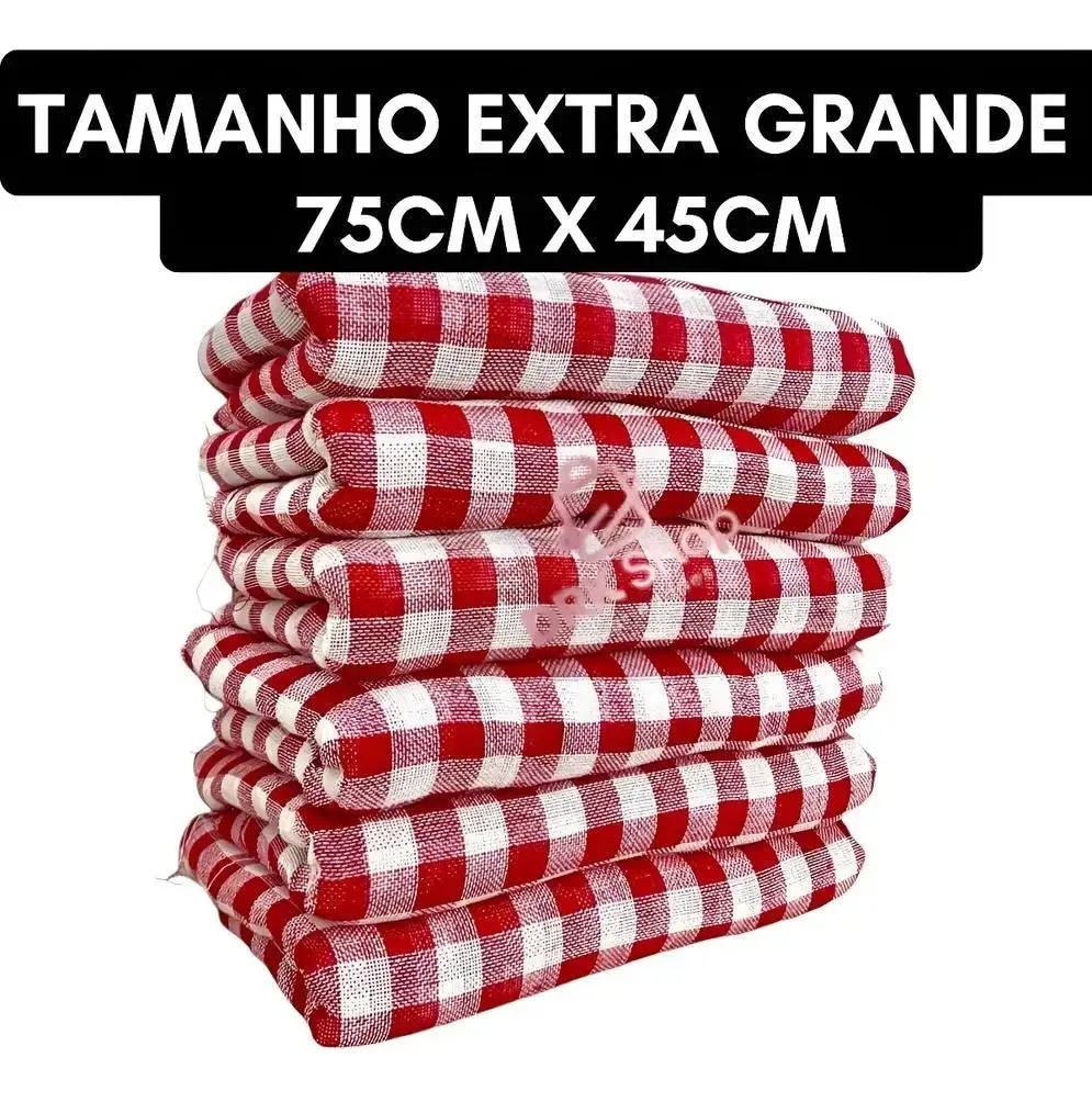 10 Panos Chão Extra Grande Xadrez 75x45cm - Xadrez Vermelho