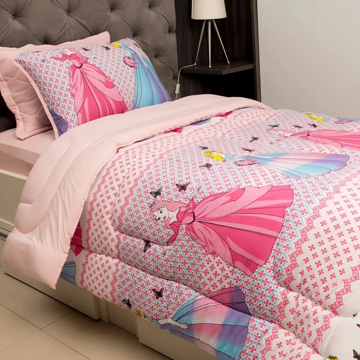 Edredom Kids Solteiro Infantil Princesas Menina + Jogo Cama