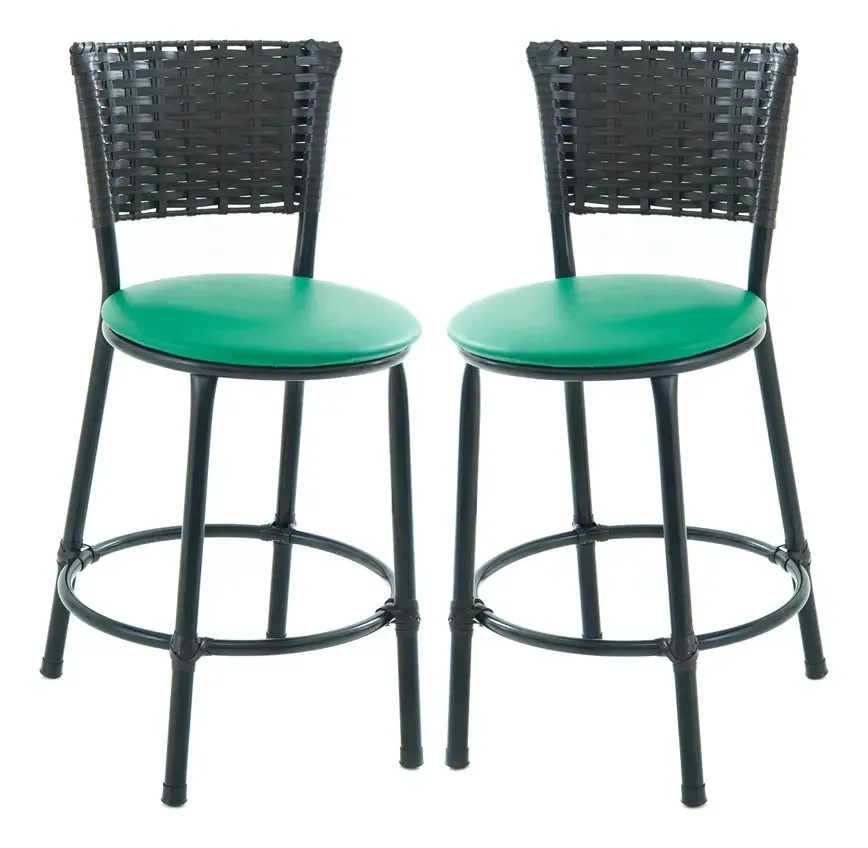 Kit 2 Banqueta Baixa Junco Tabaco Estilo E Conforto Cor Verde