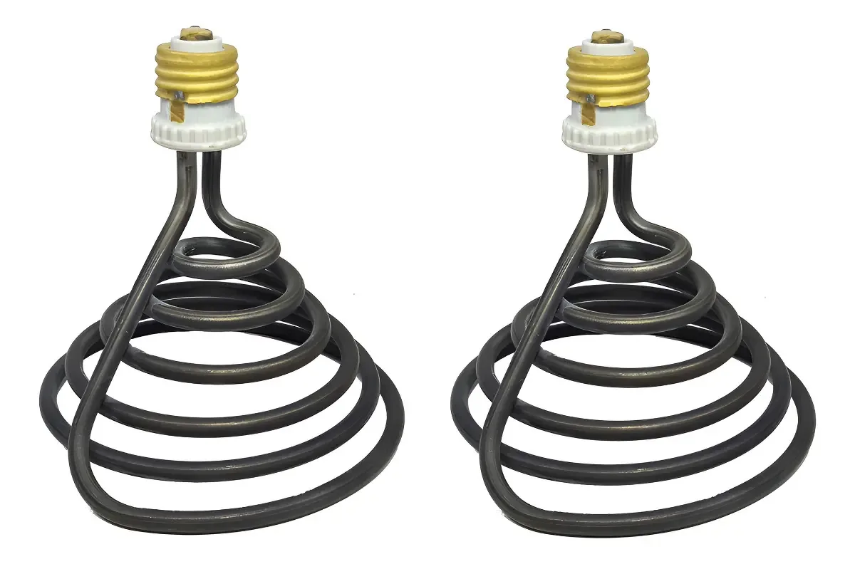 2x Resistencias Aquecedor Eletrico Aves Suínos Soquete 800w Cor Inox