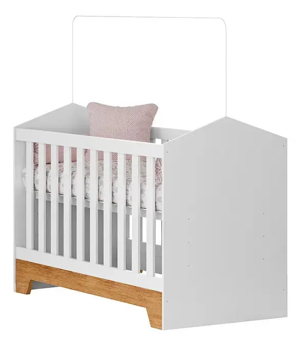 Neloja Berço Multifuncional Para Meninos E Meninas Estilo Americano Com Grade Mini Duda Para Quarto Do Bebê Cor Branco/amadeirado