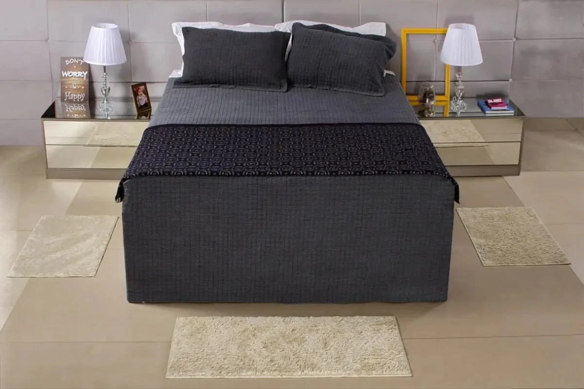Kit 2 Tapetes Para Quarto Felpudo Oasis 0,50x0,65m Bege