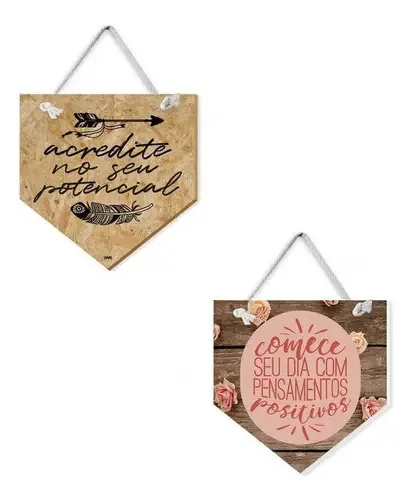 Kit 2 Placas Decorativas Acredite - Comece Seu Dia