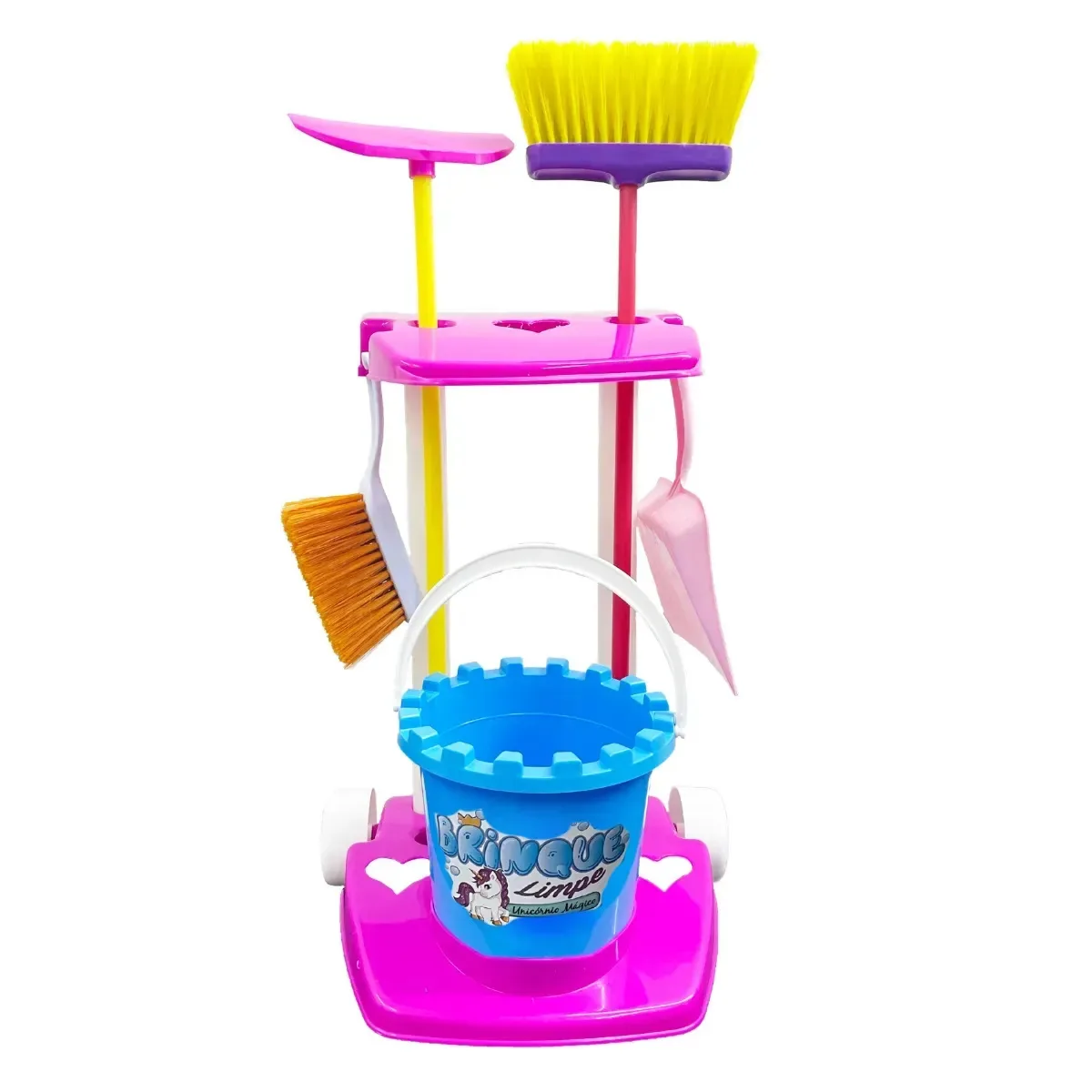 Vassoura Infantil Brinquedo Menina Kit Vassourinha Mini Rodo Pa Lixo