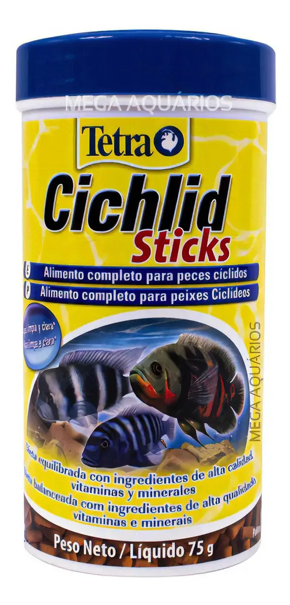 Tetra Cichlid Sticks Alimento Completo Peixes Ciclídeos 75g