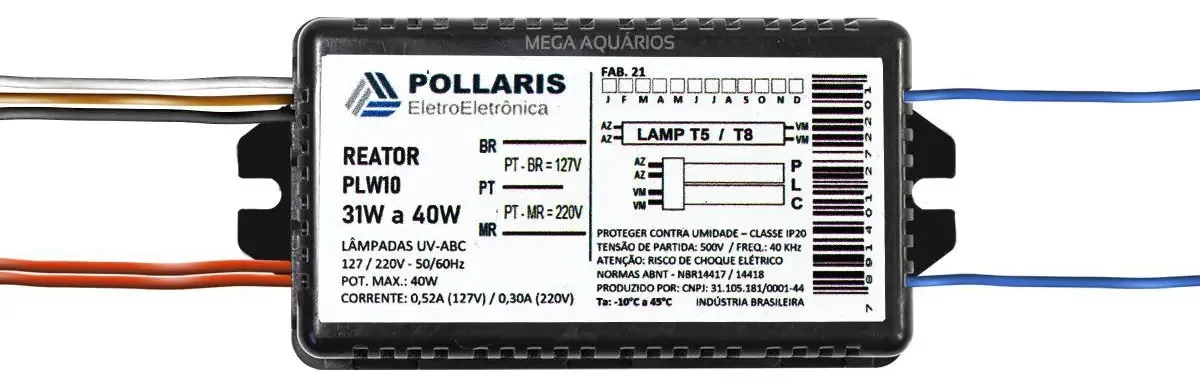 Reator P/ Lâmpada Pl 36w Ultravioleta Germicida Uvc Pollaris