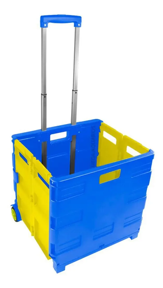 Carrinho Dobrável Feira Multiuso Azul/amarelo