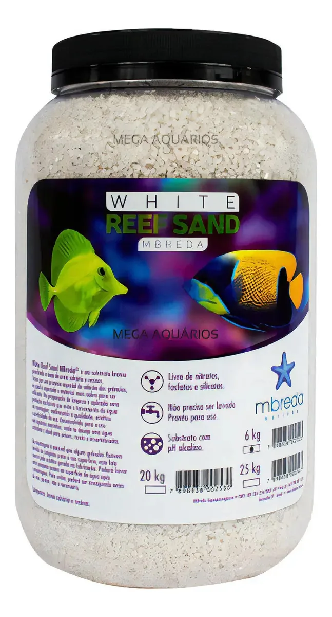 Areia White Reef Sand Mbreda 6kg-pote