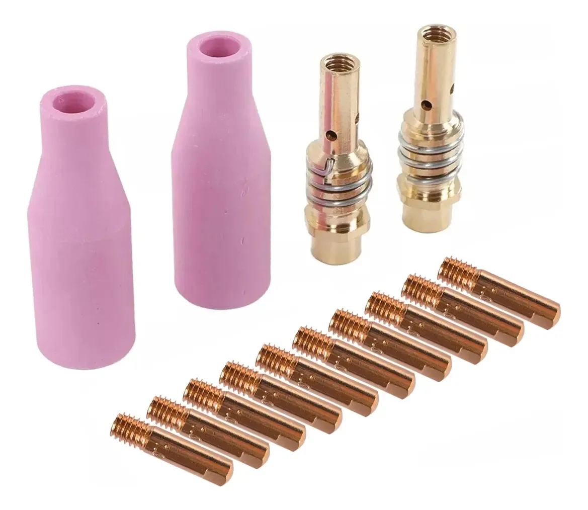 14 Pç Kit Tocha Mig 15ak Bico 0,8mm 1,0mm Difusor + Bocal