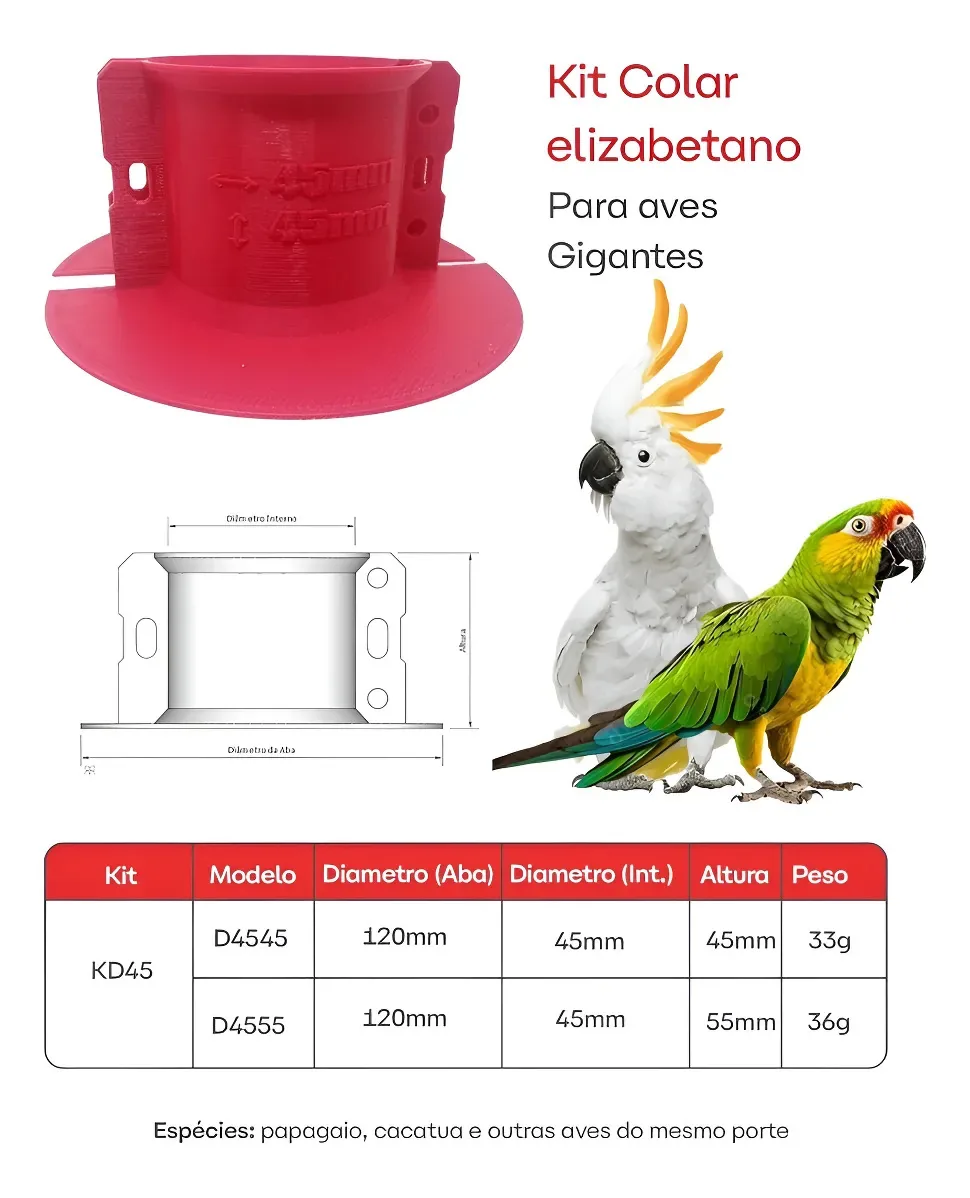 Kit Colar Elizabetano Para Aves Kit Para Aves - Gigante