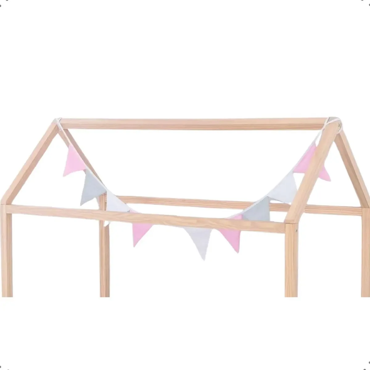 Varal De Bandeirinhas Decorativa Para Berço Ou Montessoriano Cor Rosa