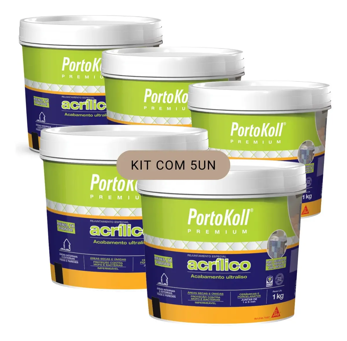 Rejunte Acrílico Portokoll Premium - Camurça - Kit 5un