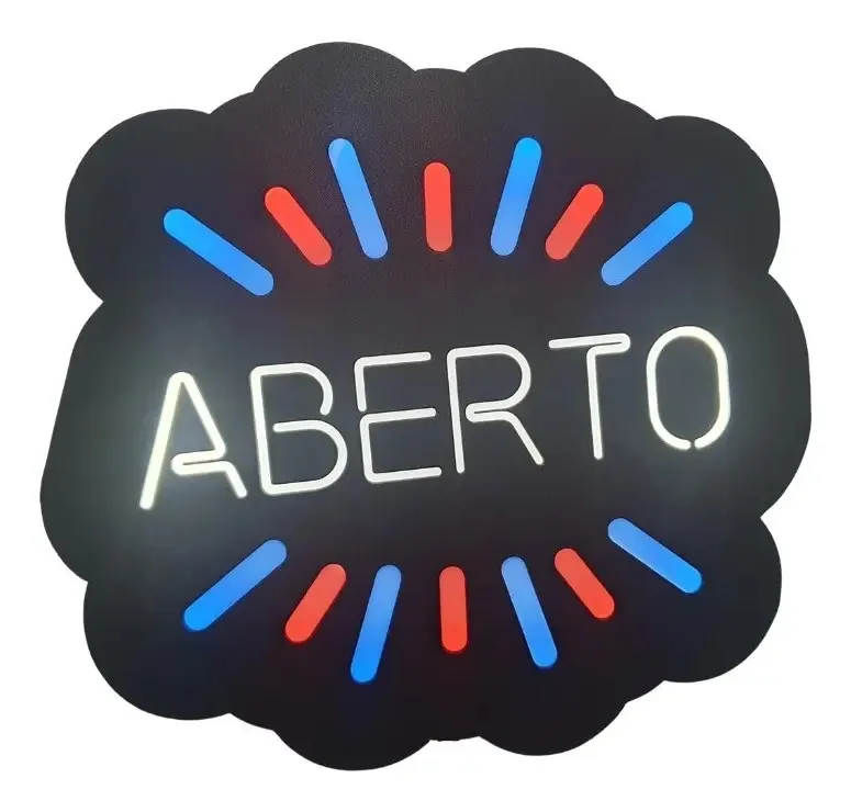 Letreiro Led Luminoso Aberto - Decoração Preto