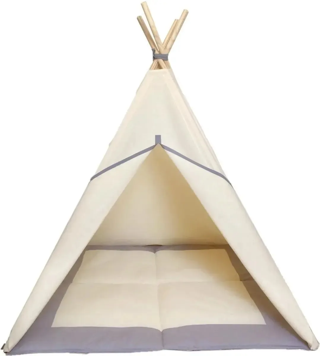 Barraca Cabana Infantil + Janelas + Tapete Acolchoado Cinza