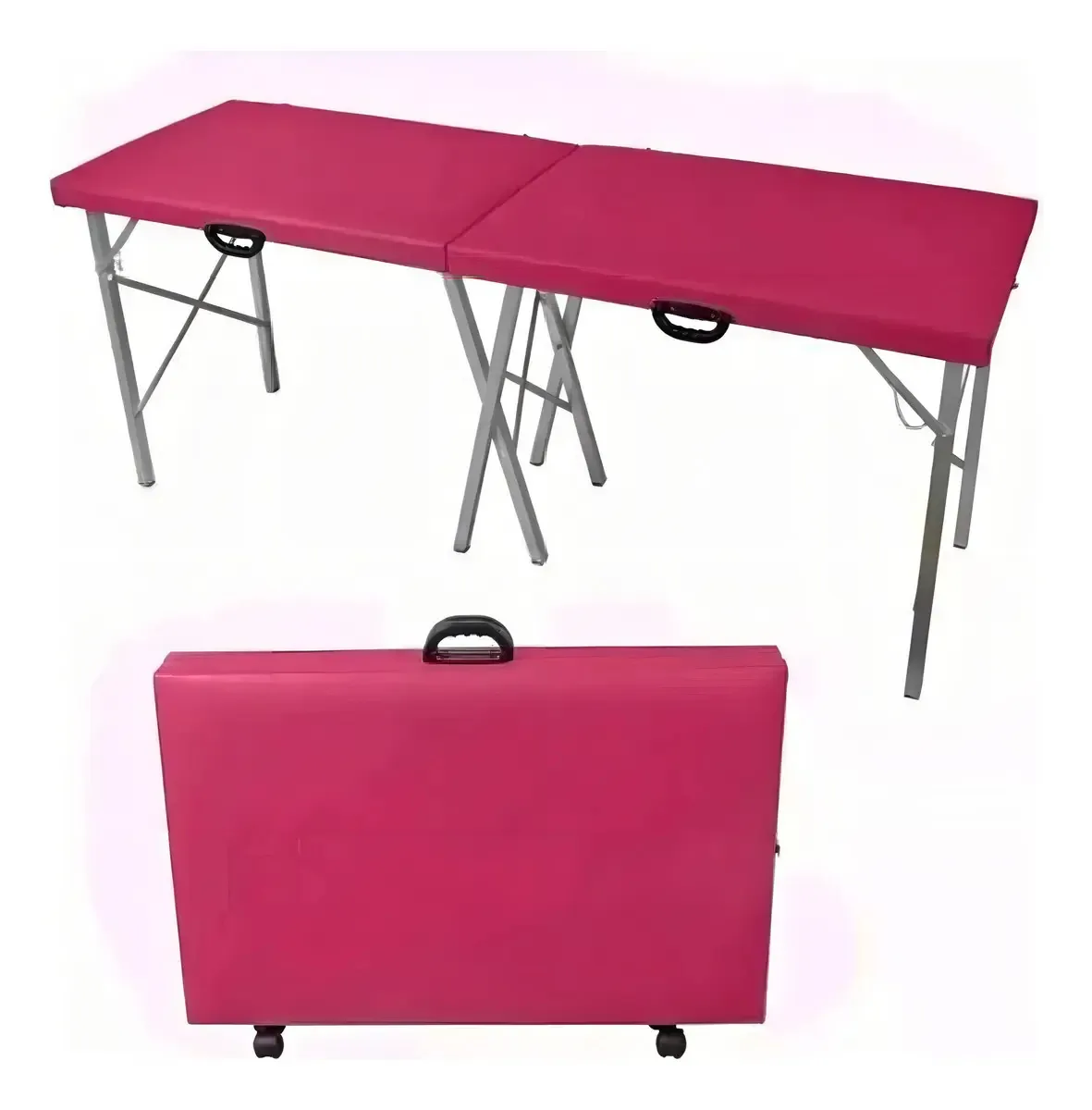 Maca Portatil Dobravel Maleta Massagem Estetica Depilação Cor Rosa Pink