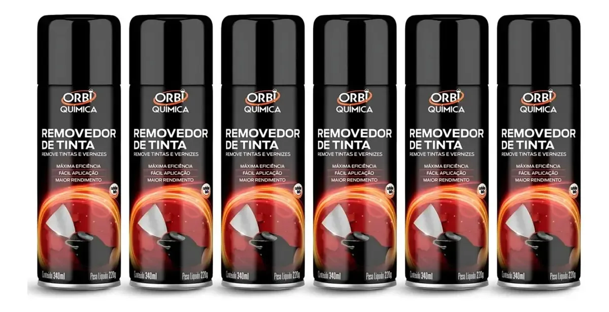 Kit 6 Sprays Removedor de Tinta 340ml Orbi Química Multi Superfícies