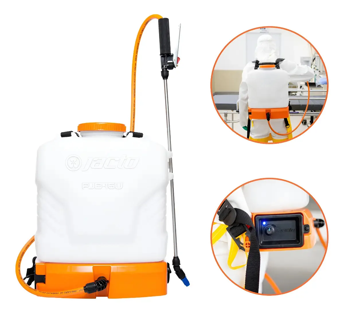 Pulverizador Costal A Bateria Jacto Pjb- 16u Dedetização Branco E Laranja