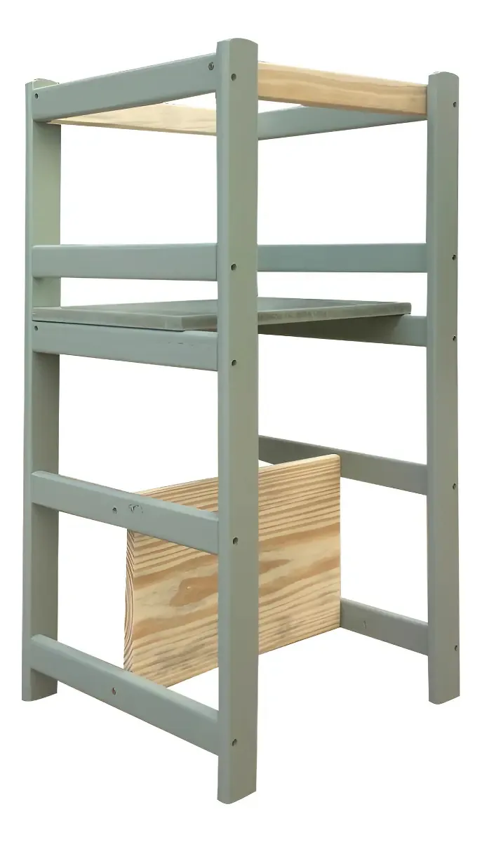 Torre Aprendizagem Montessori Cadeira Infantil 4x1 Camaleão Verde Álamo