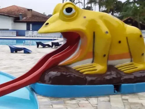 Escorregador Em Formato De Sapo De De Vidro Fibra Cor Amarelo