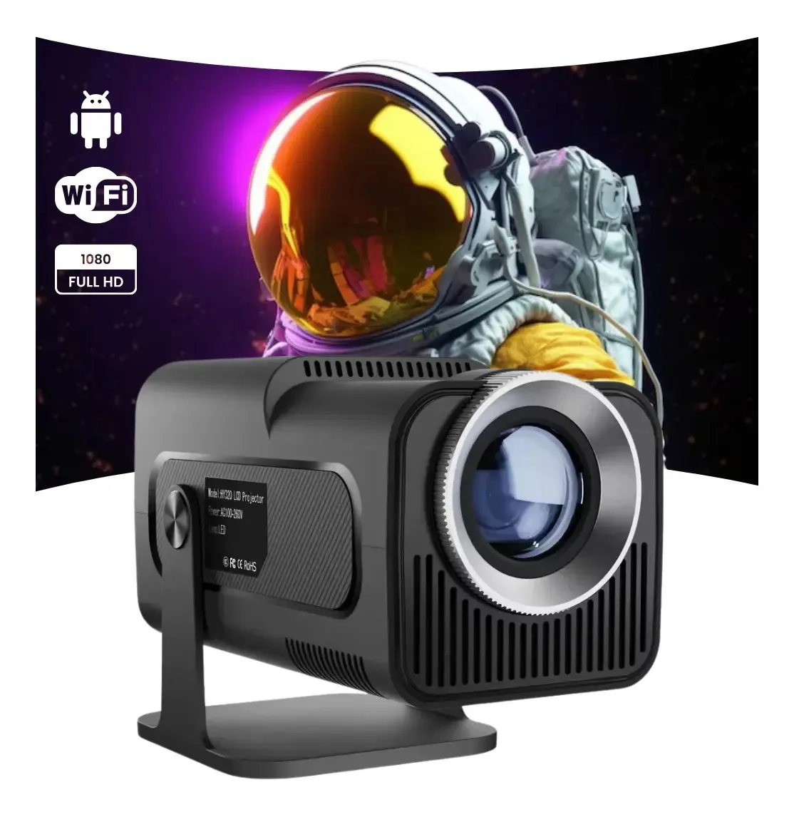Projetor Hy320 Smart Tv Mini Wifi6 390ansi Android 4K Smart Tv Cor Preto Pop Imports
