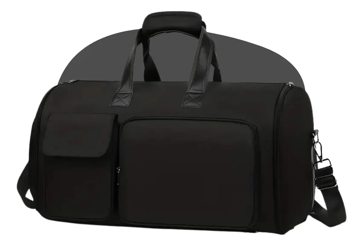 Mala Bolsa De Viagem Dobrável Com Cabideiro Interno Organizador Para Roupas, Ternos E Vestidos Alça Removível, Compartimentos Para Sapatos E Acessórios Cor Preto Pop Imports