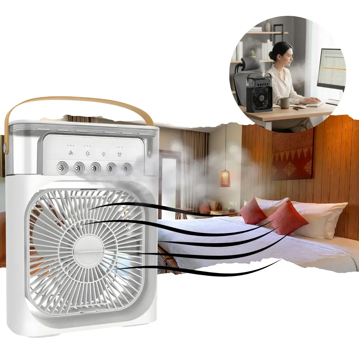 Climatizador Portátil POP Imports com Umidificador e Ventilador de 3 Velocidades