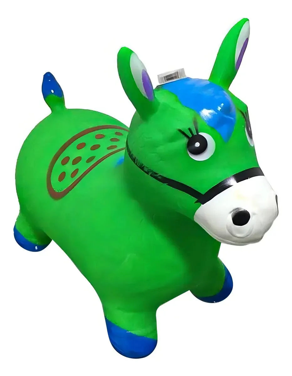 Cavalinho Inflável Upa Upa Pula Pula Infantil Com Som Divertido Brinquedo De Montar Estimula Coordenação Motora Crianças Resistente Cor Verde Pop Imports