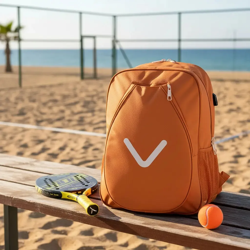 Bolsa Raqueteira Beach Tennis Laranja Transversal Impermeável Antirroubo Com Compartimento Separado Ideal Para Tênis, Padel E Badminton