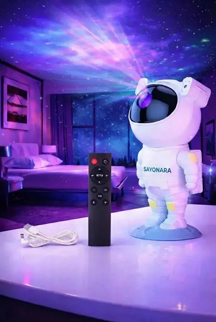 Luminaria Astronauta Galaxy Light De Branco Projetor Astronauta Luminária Luz Noturna Teto Galáxia Estrelas Com Controle Nebulosa Galáxia Abajur De Mesa 110v/220v Bivolt Davely